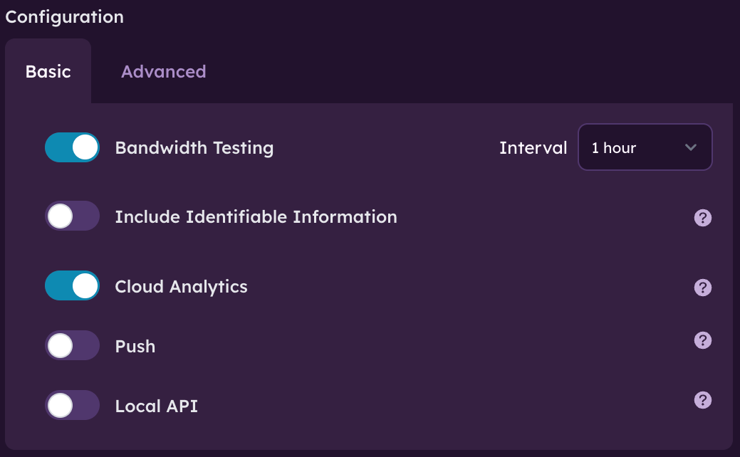 Cloud Analytics Configuration