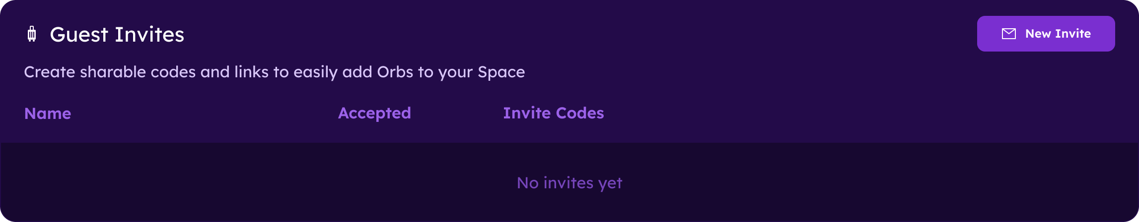 Guest Orbs Invite Panel