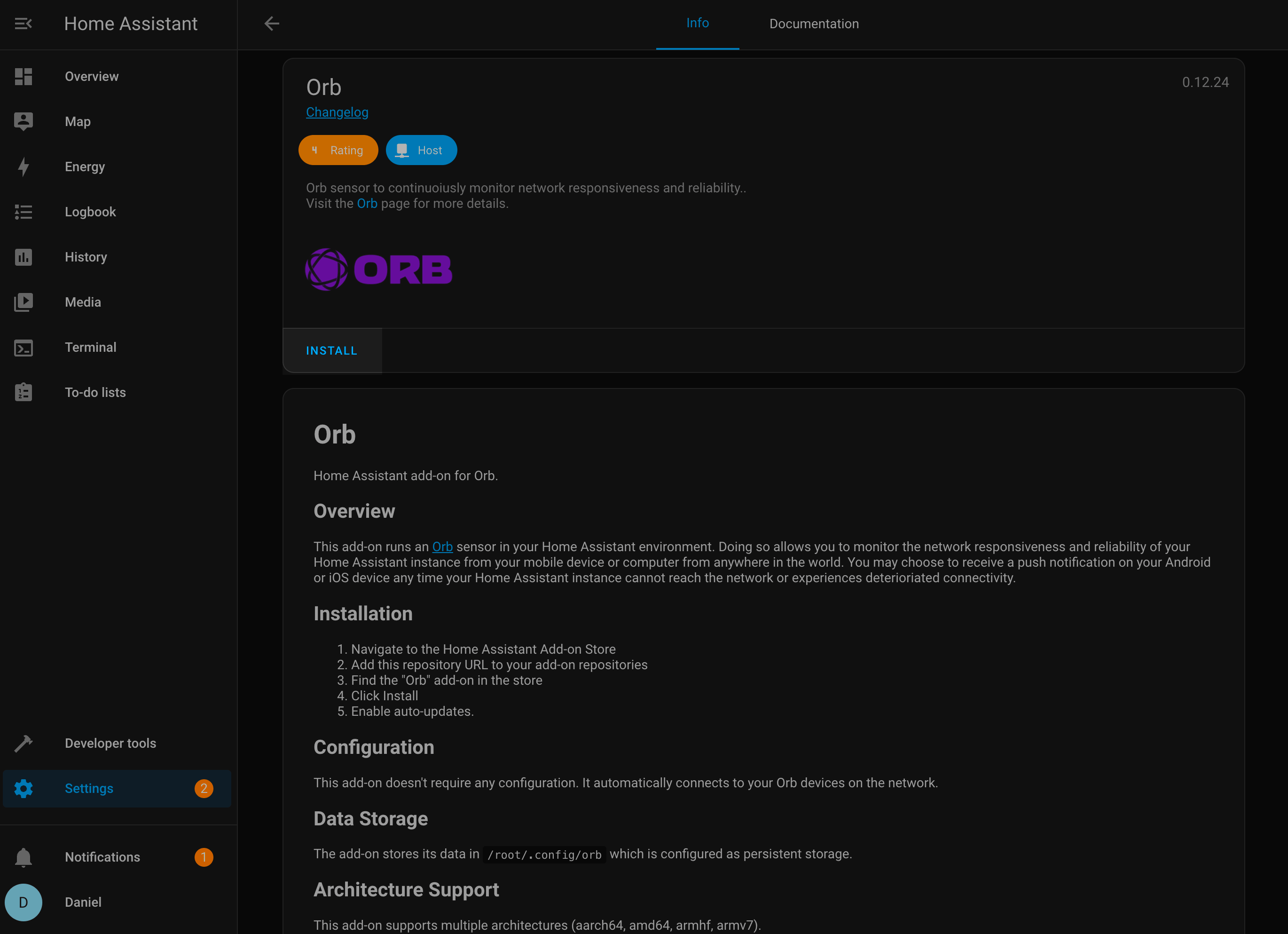 Install Orb add-on