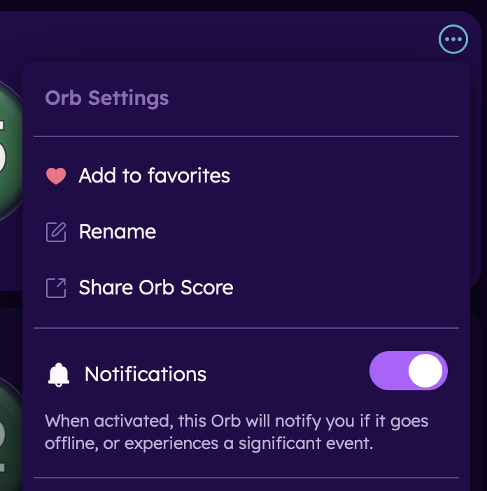 Notifications Orb Menu