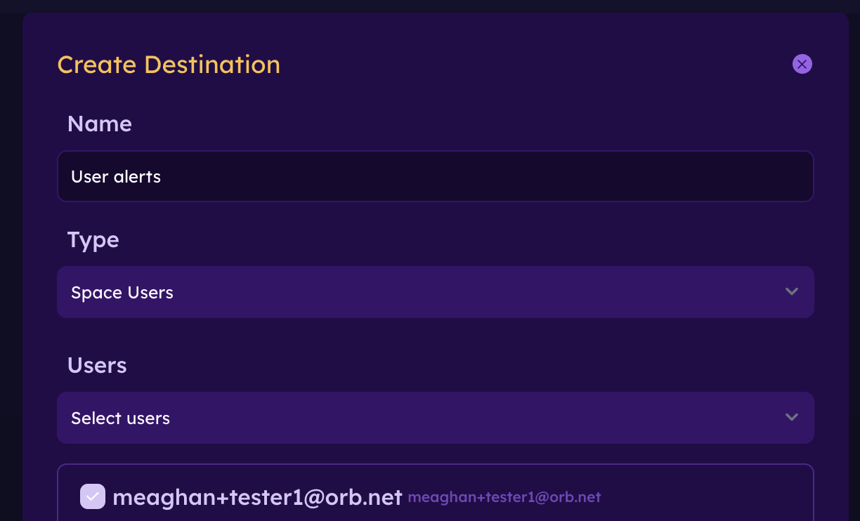 User Destination