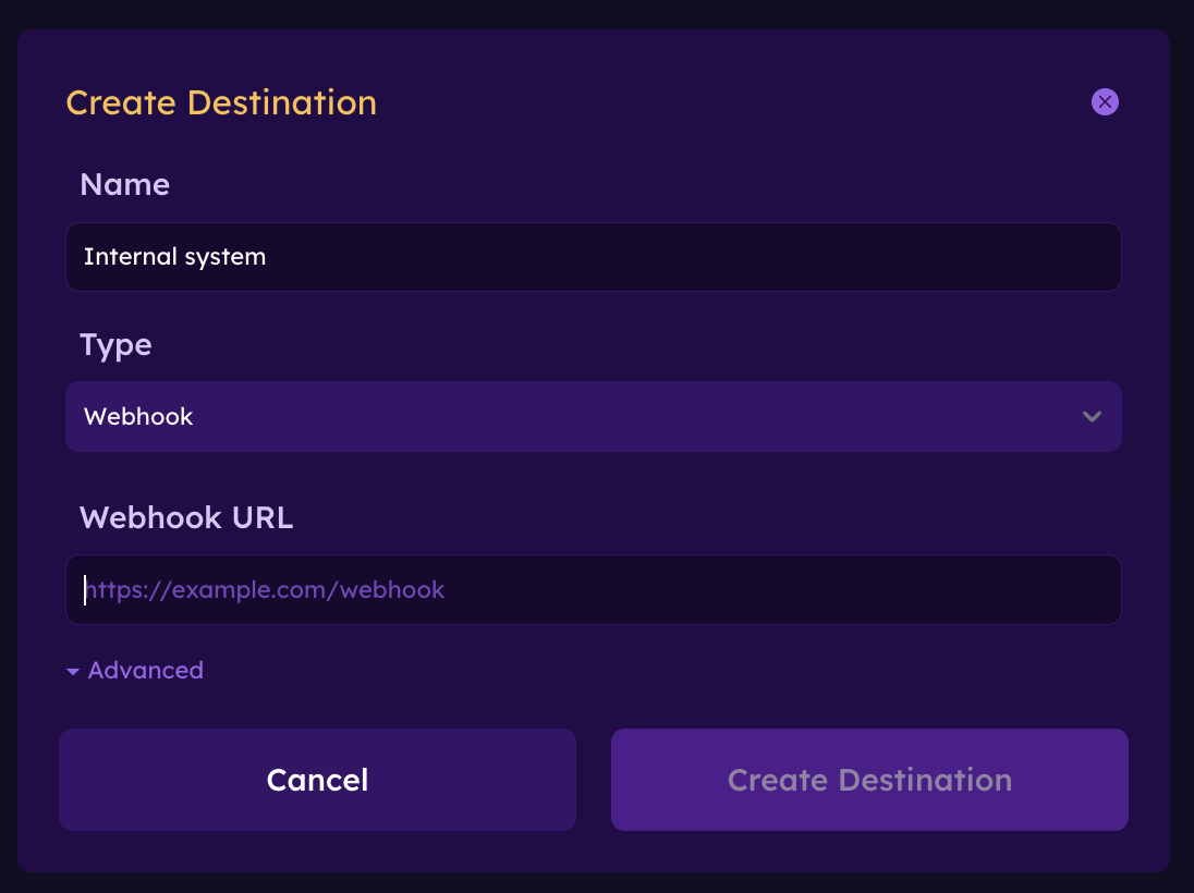 Webhook Destinations